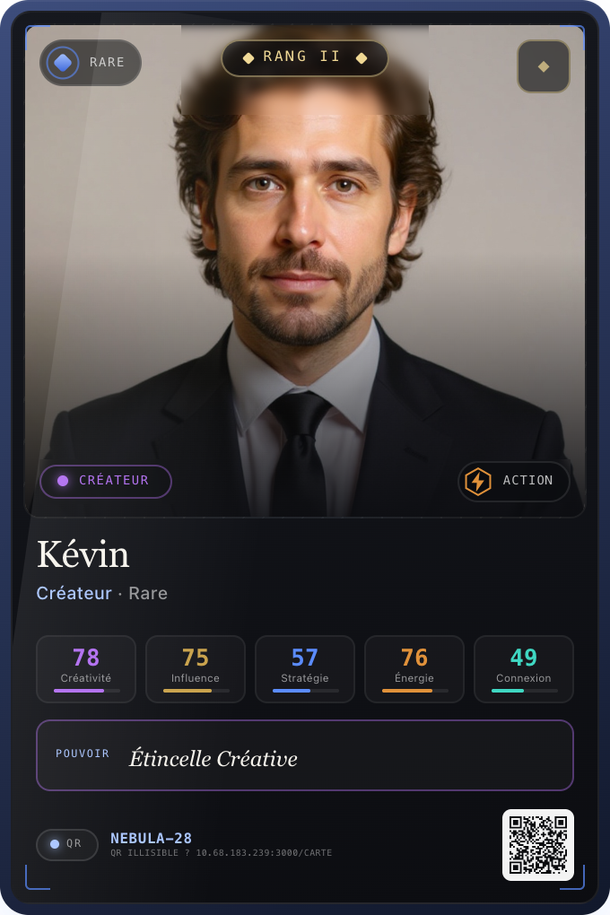 Carte collector Emblea Kévin, profil Créateur de rareté Rare